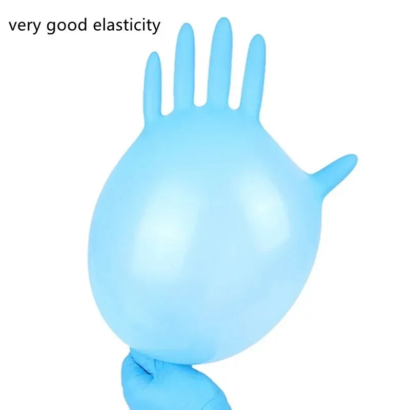 Disposable Blue Nitrile Rubber Gloves, 100pcs, Waterproof, Durable, Protective for Housework, Dishwashing and Kitchen Use