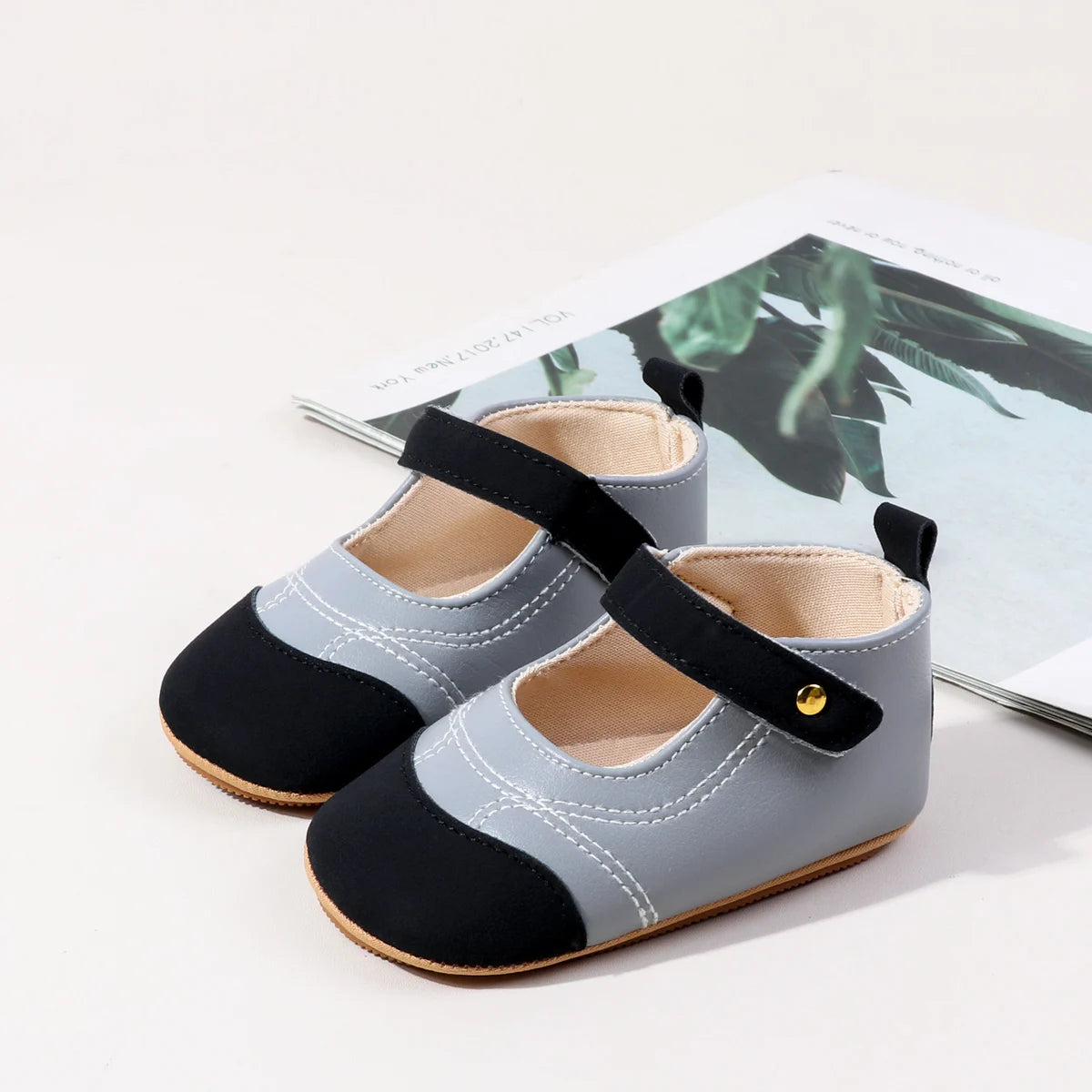 2025 Spring and Autumn High-quality Baby Girl's First Walkers With Color-block Design And Non-slip TPR Soles For 0-18M BHX5186