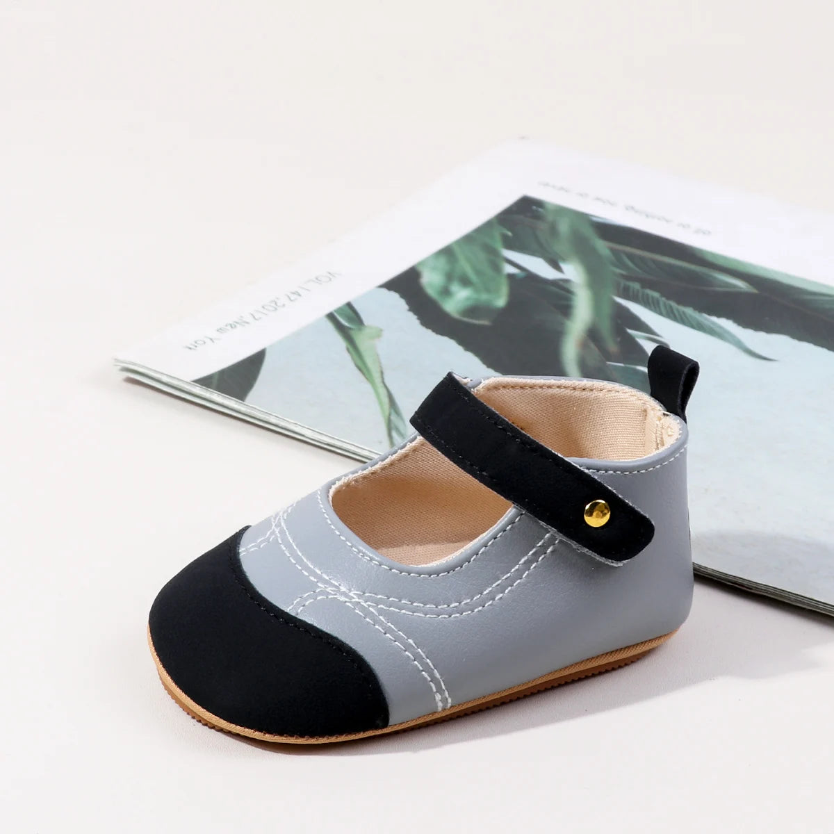 2025 Spring and Autumn High-quality Baby Girl's First Walkers With Color-block Design And Non-slip TPR Soles For 0-18M BHX5186