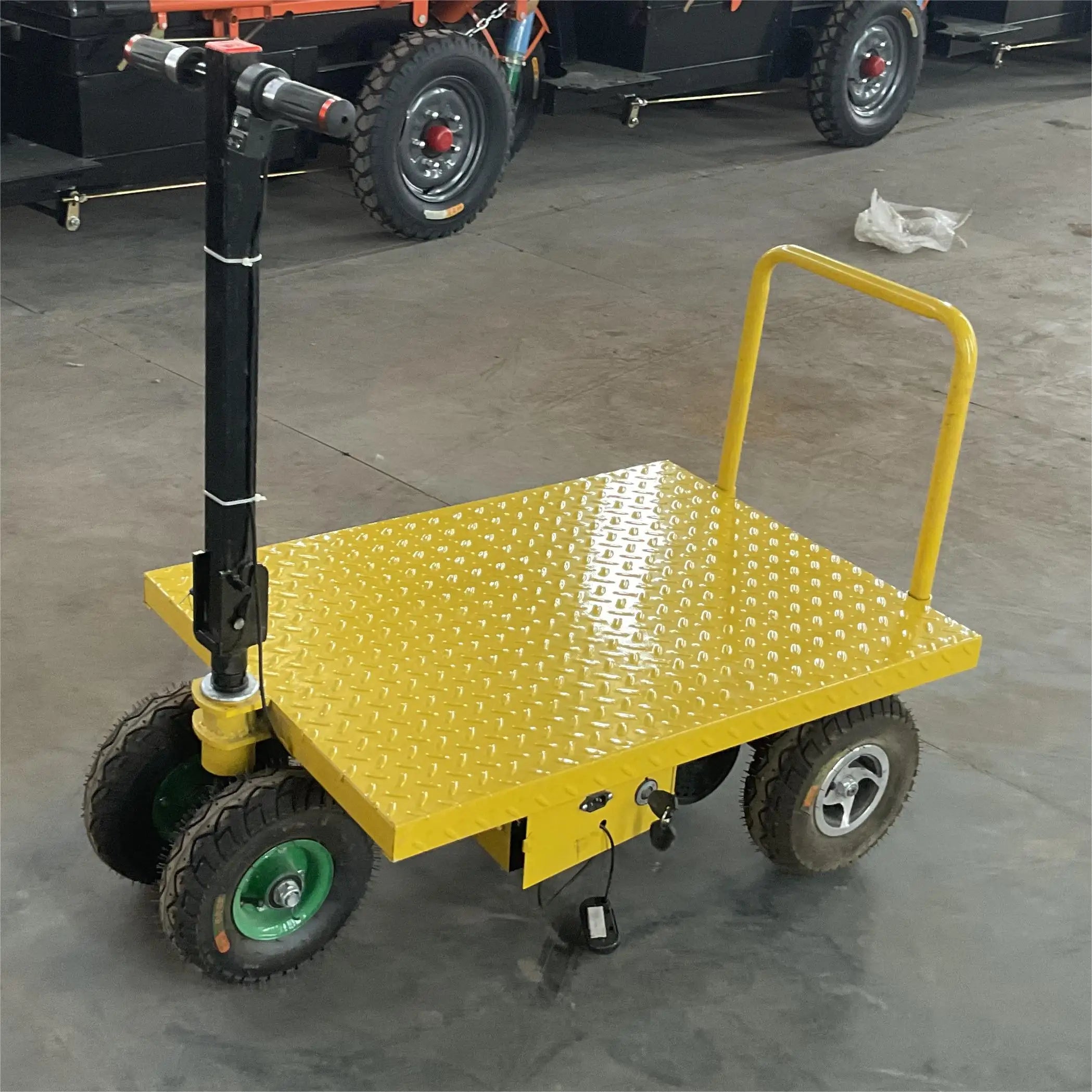 Four Wheel Folding Electric Flatbed Truck Trolley Warehouse Mini Electric Four Wheel Dumper