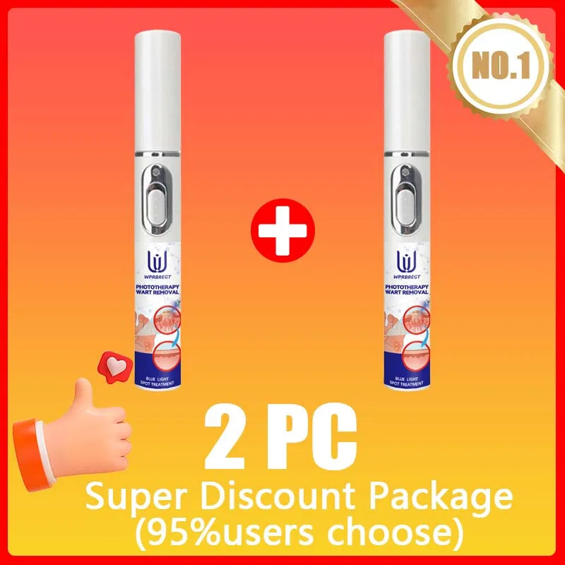 Home Wart Removal Kit - Safe and Harmless - Blue Light Therapy - Combo Pack Offer