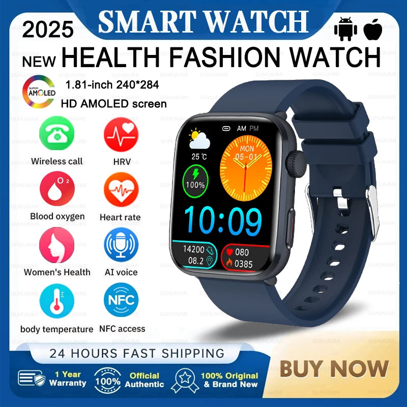 2025 Fashion New For Xiaomi AI Diagnosis NFC Smart Watch Men Women Blood Pressure Heart Rate IP68 Waterproof Health Track watch