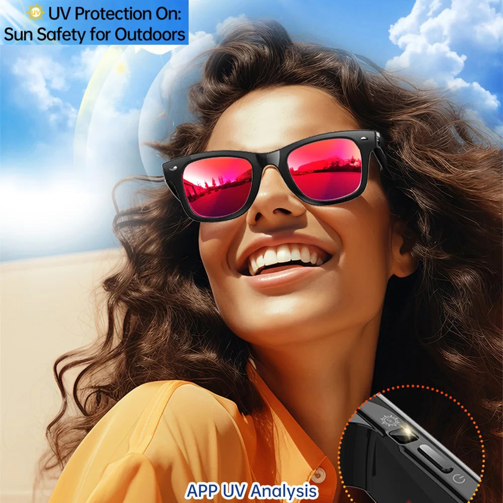 Newest Translation AI Intelligent Glasses Heart Rate Body Temperature Health UV Detection Sports Voice Assistant Call Sunglasses