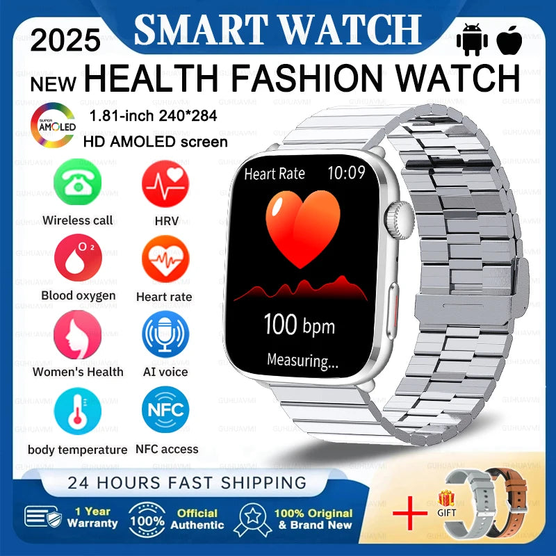 2025 Fashion New For Xiaomi AI Diagnosis NFC Smart Watch Men Women Blood Pressure Heart Rate IP68 Waterproof Health Track watch