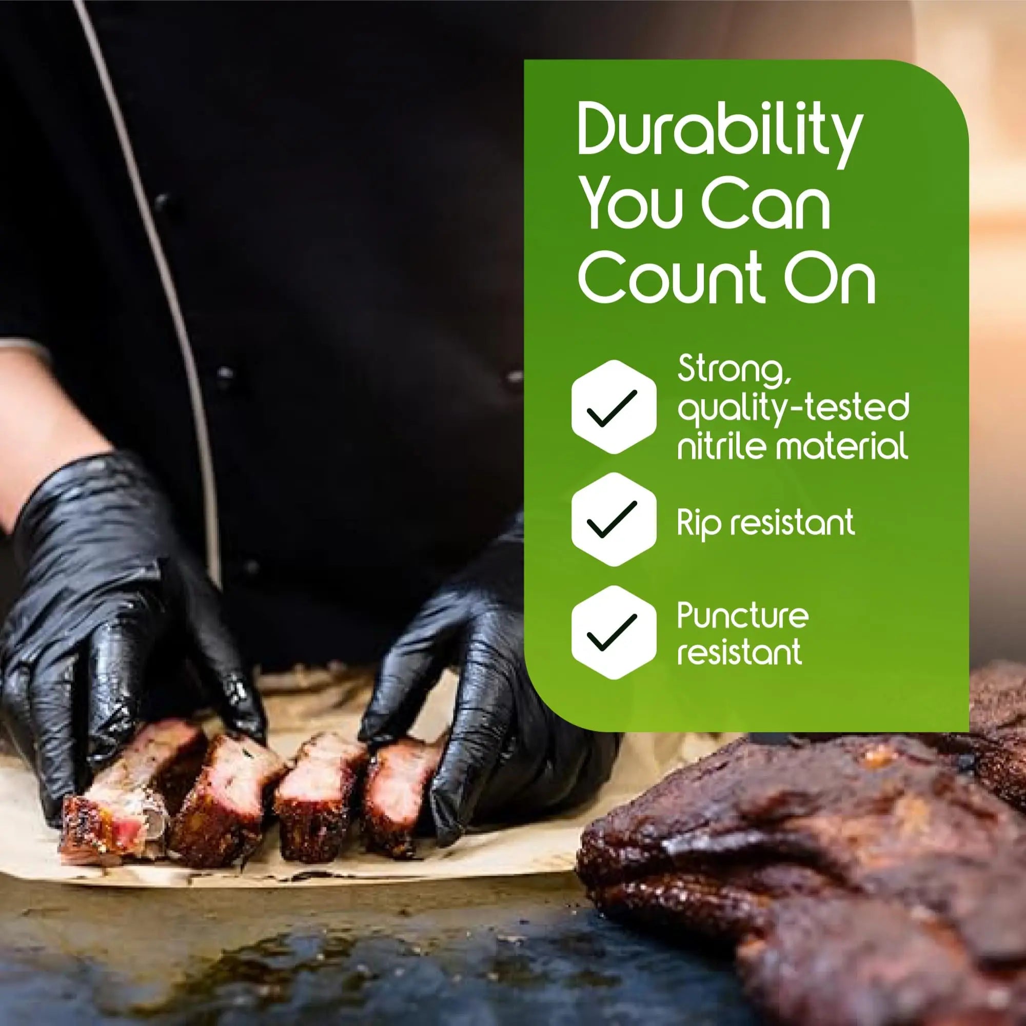 6 Mil Black Nitrile Gloves - Heavy Duty, Chemical Resistant, Disposable - for Medical, Cleaning, Cooking, Industrial (100 Pcs)