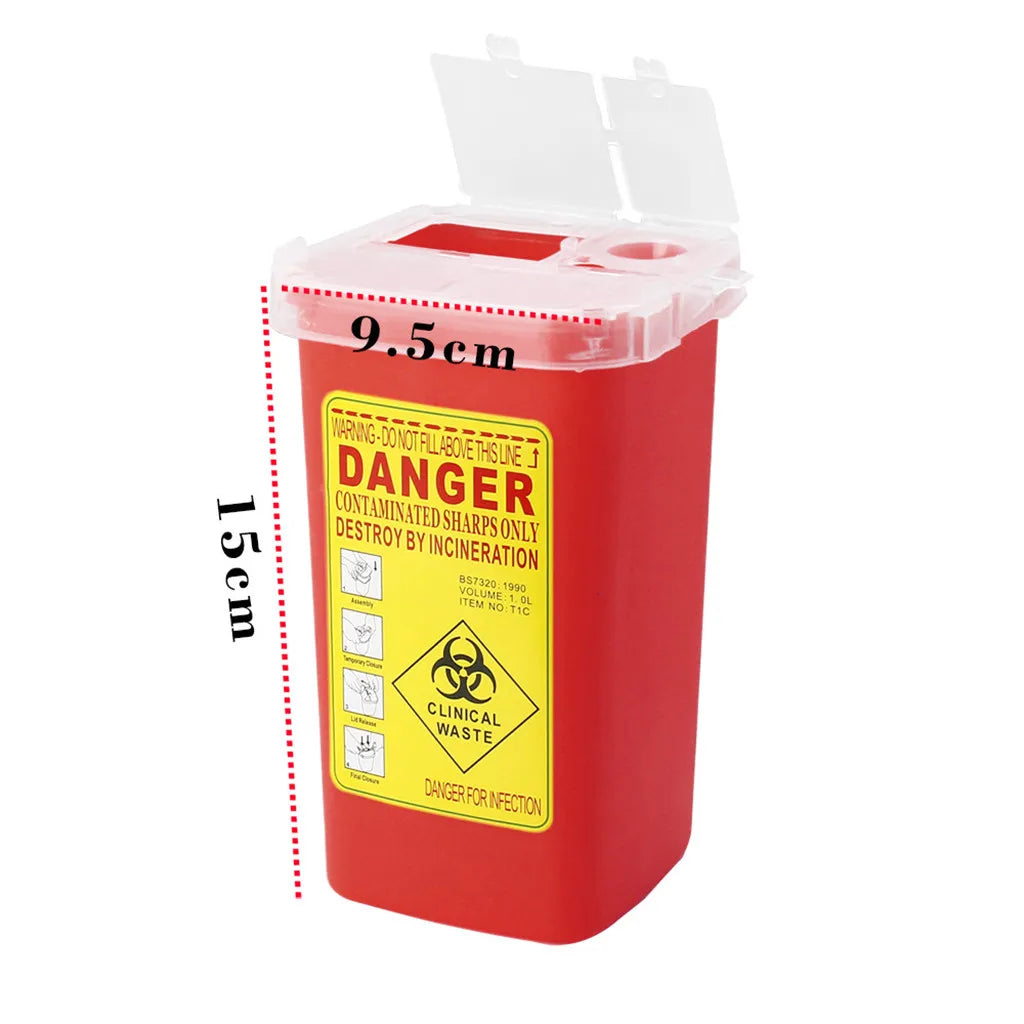 Sharp Container to Disposal Needles Biohazard Multiple-Use Needle Disposable Puncture Resistant Waste Bin 1 Litre Red