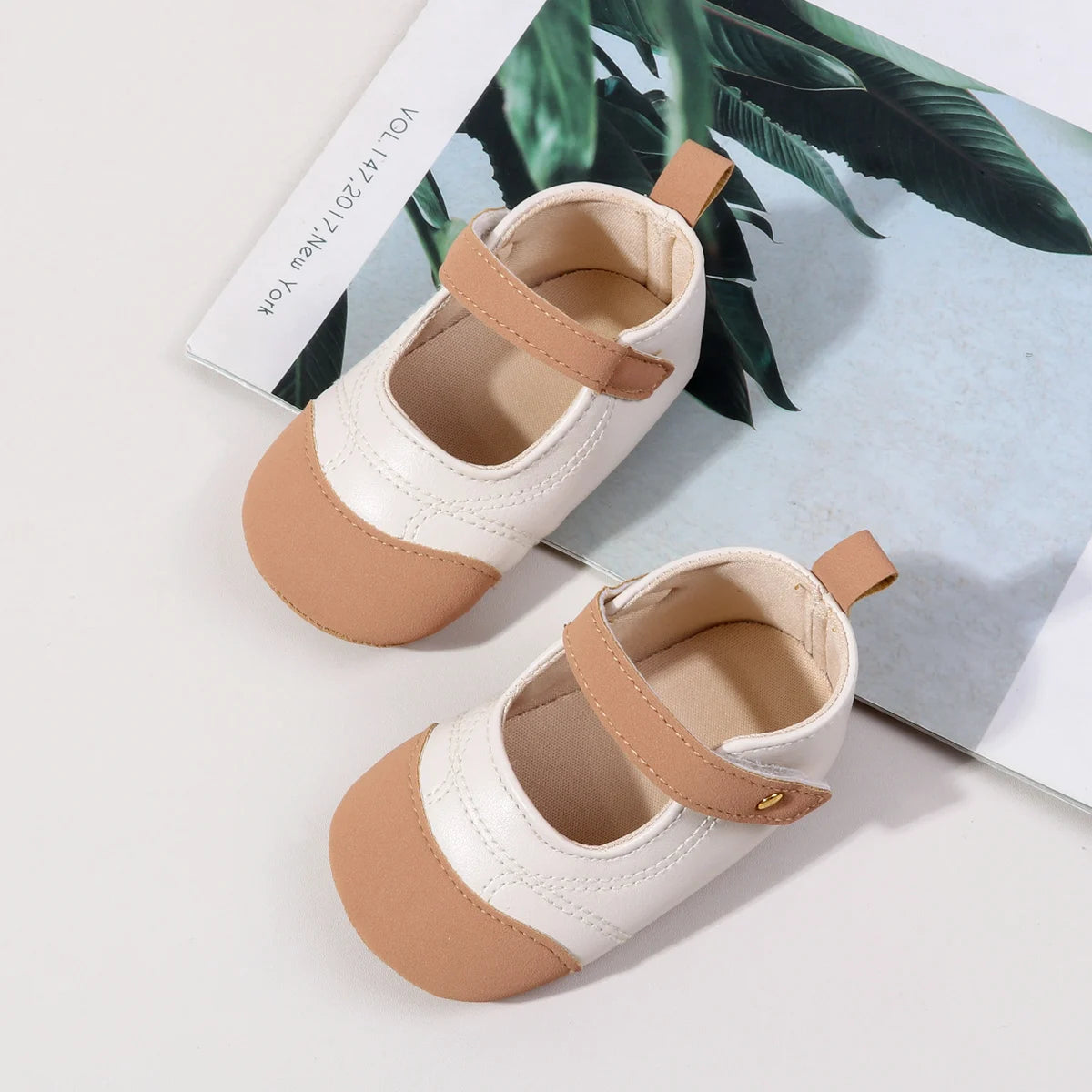 2025 Spring and Autumn High-quality Baby Girl's First Walkers With Color-block Design And Non-slip TPR Soles For 0-18M BHX5186