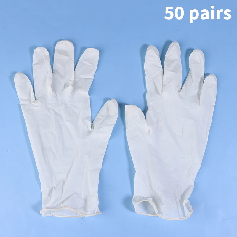50Pairs White Medical Gloves Disposable Sterile Rubber Latex Surgical Examination Packaging Special For Medical Care